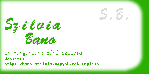 szilvia bano business card